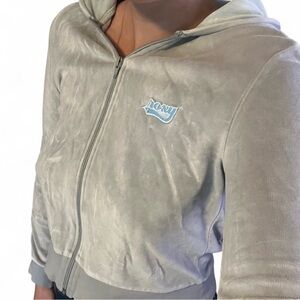 Vintage Roxy Gray Velour Hoodie Zip Up – Early 2000s Y2K Surf Skate